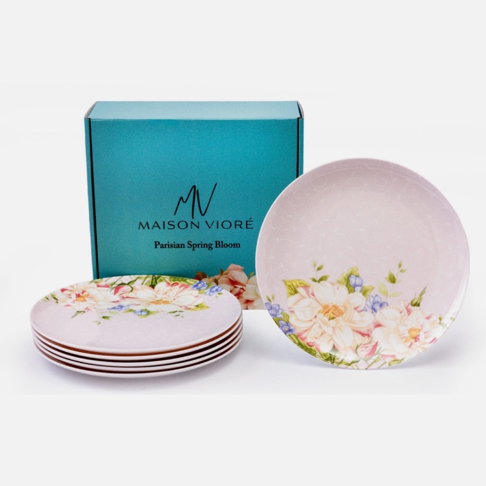 Maison Viore Parisian Spring Bloom Dinner Plates - Set of 6 Pink 10”